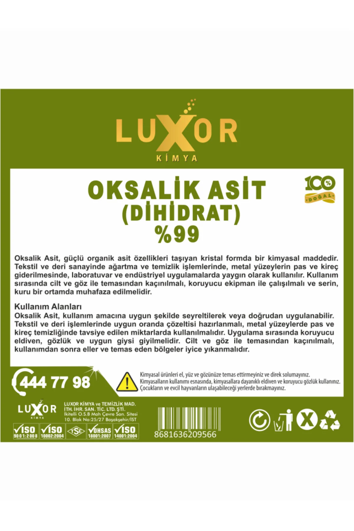 Kimya Oksalik Asit 1 Kg görsel 3