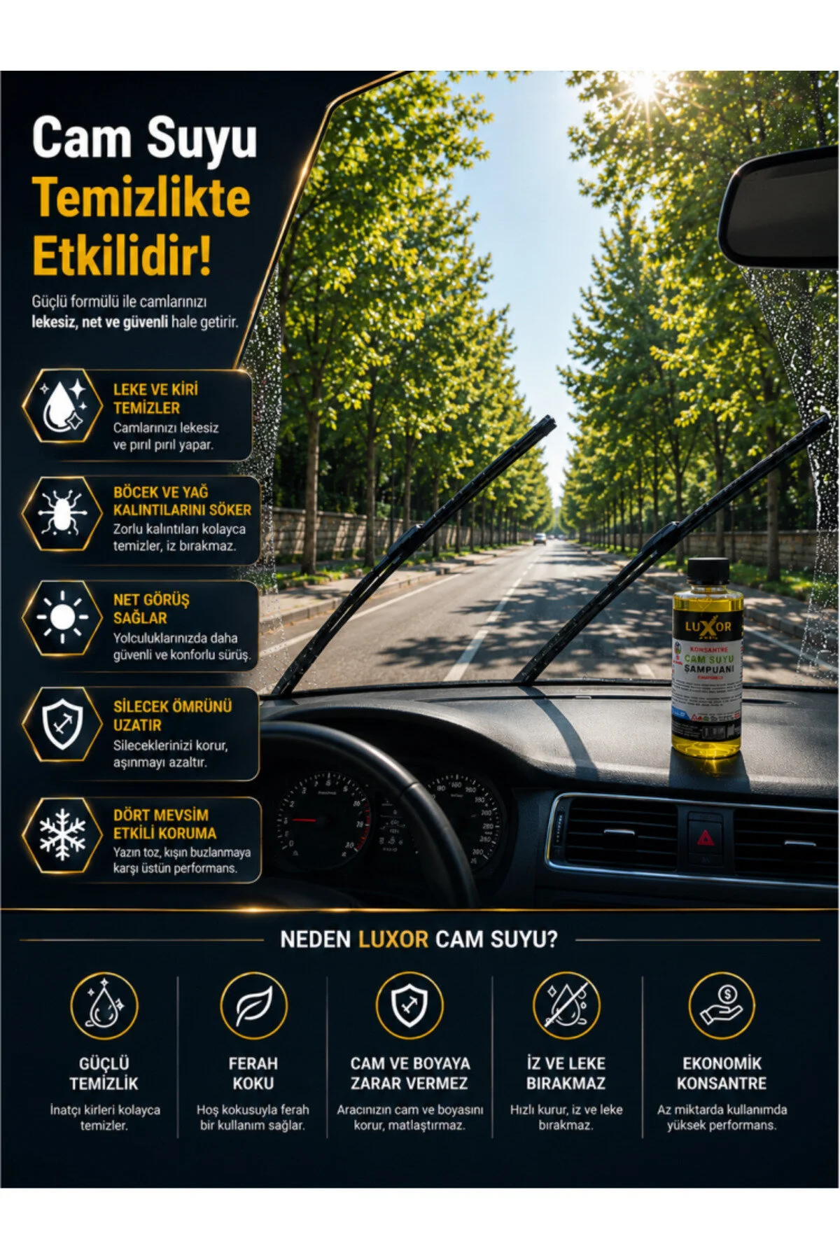 Konsantre Oto Cam Suyu Şampuanı 100ml 6 Adet görsel 4