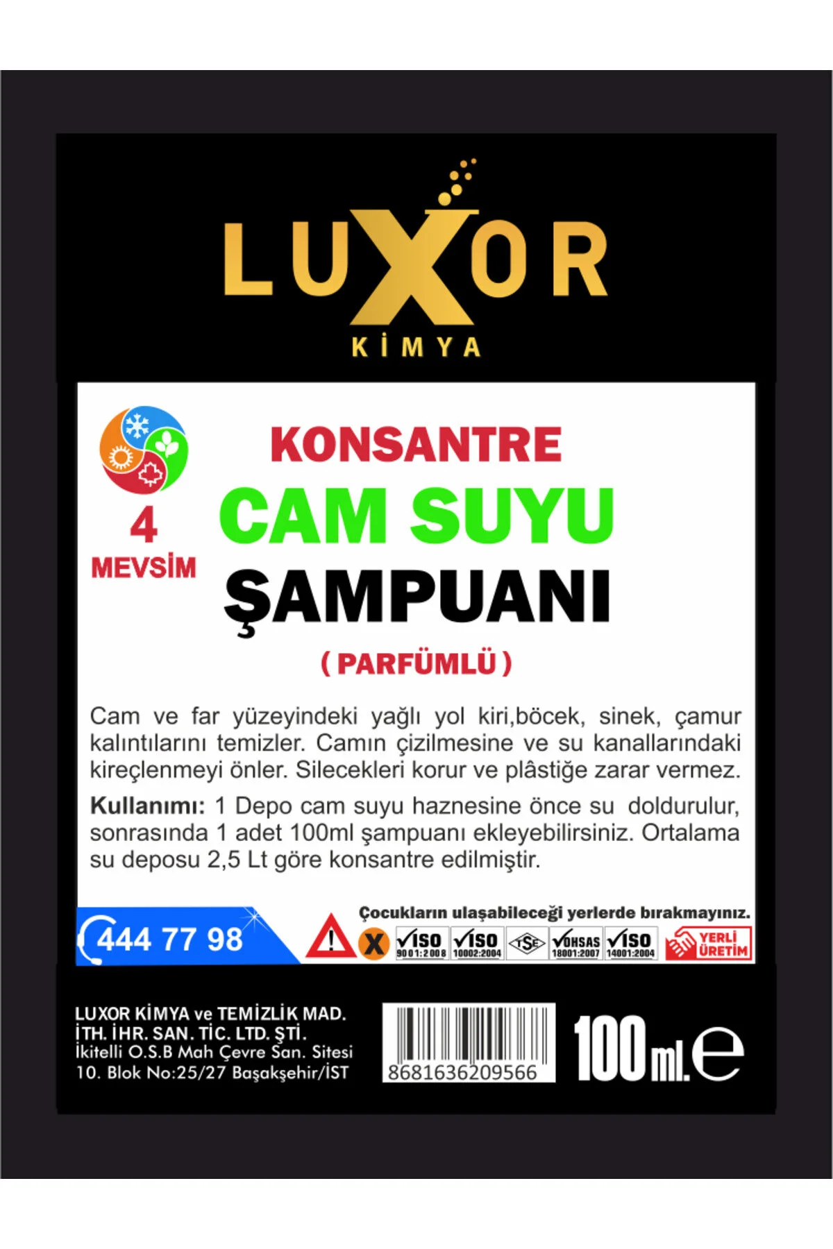 Konsantre Oto Cam Suyu Şampuanı 100ml 6 Adet görsel 5