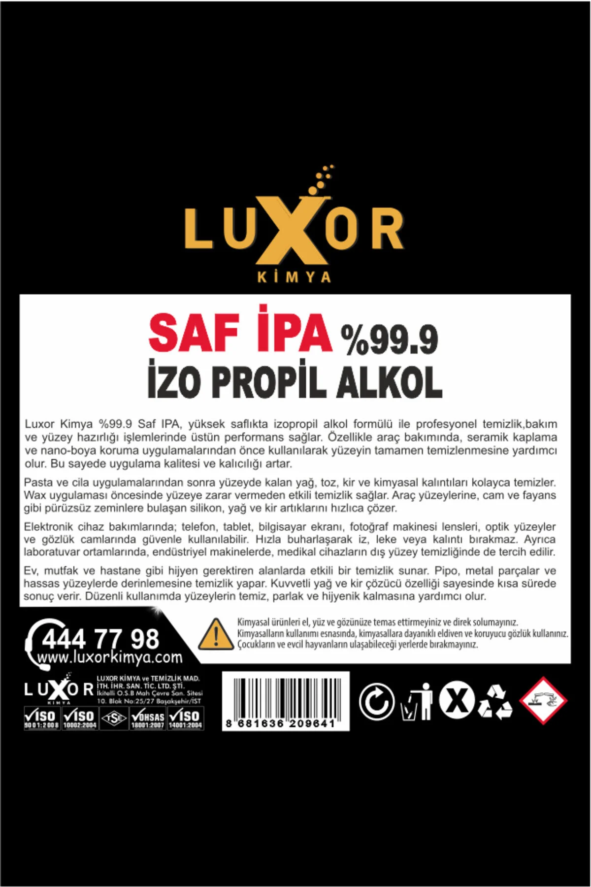 Ipa 200 ML Saf Izo Propil Temizlik Solventi %99.9 (İZOPROPİL) görsel 3
