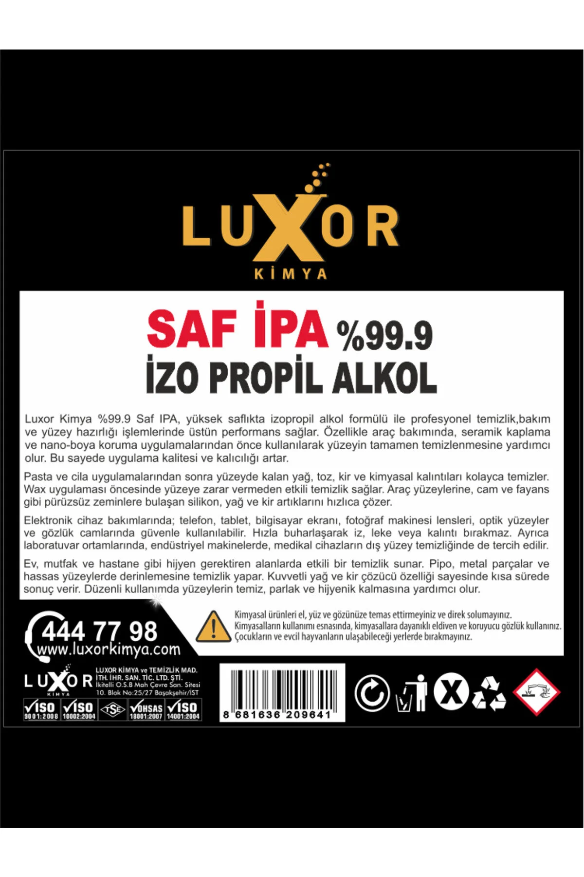 SAF İPA LUXOR KİMYA 400 ML görsel 3
